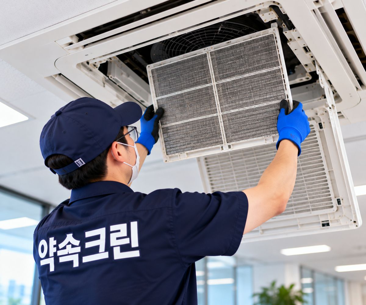 에어컨청소 작업 모습