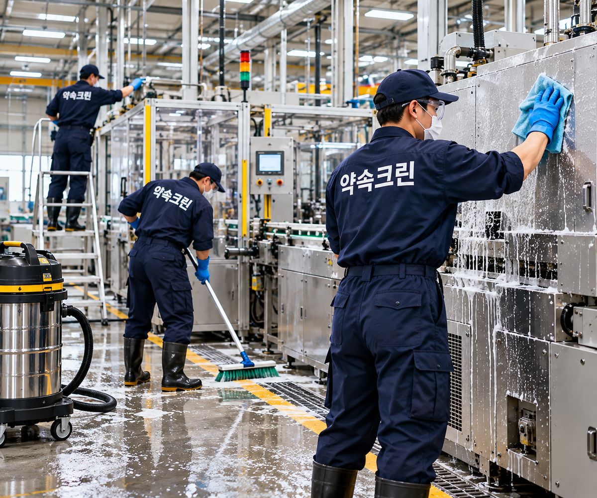 설비청소 작업 모습