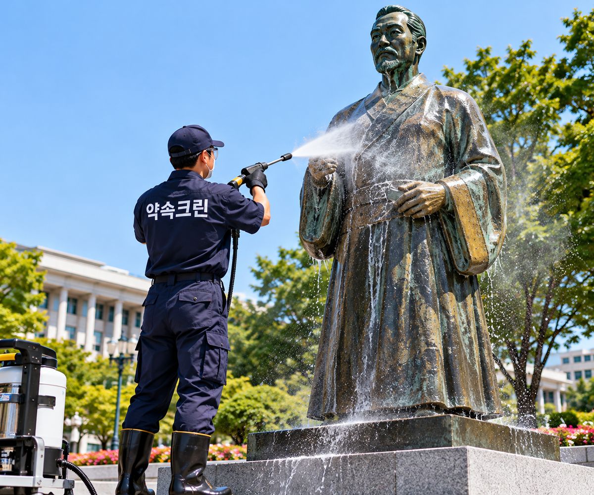 동상청소 작업 모습